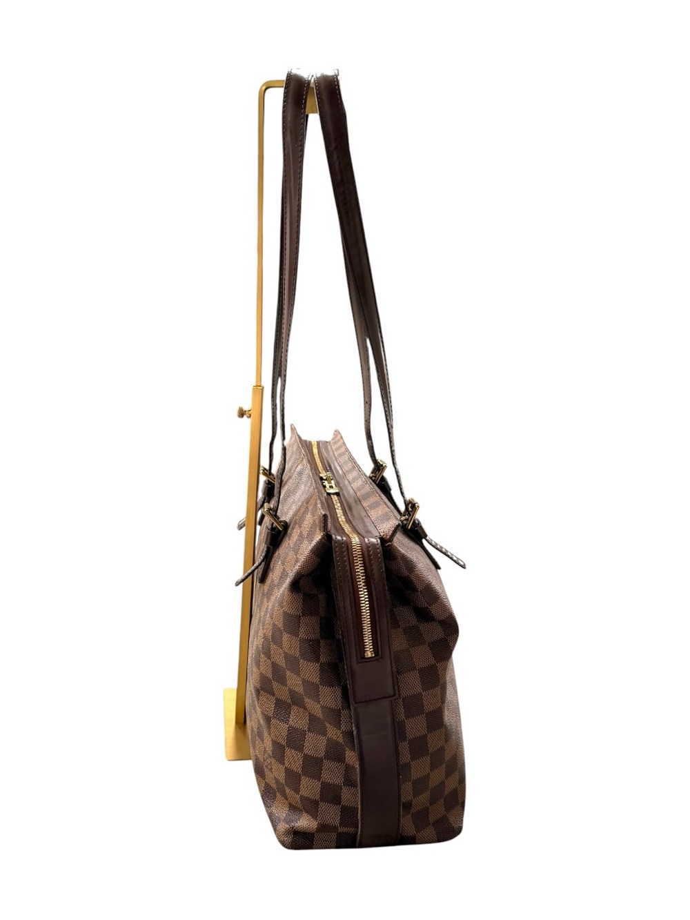 Louis Vuitton Chelsea Damier Ebene Shoulder Tote Bag Brown LV Zip Tote - Picture 4 of 16
